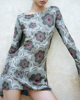 Long Sleeved Morning Glory Printed Dress